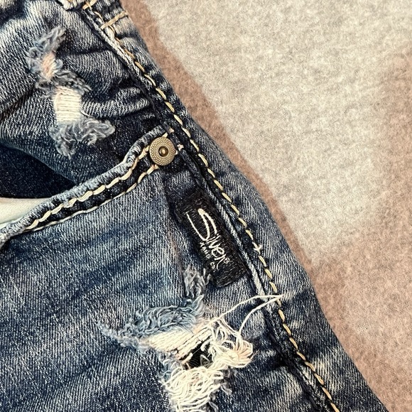 Silver Jeans Womens 30 Blue Girlfriend Skinny Super Stretch Ripped Denim - Picture 9 of 14